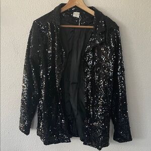 Silk & Salt Black Sequin Blazer
